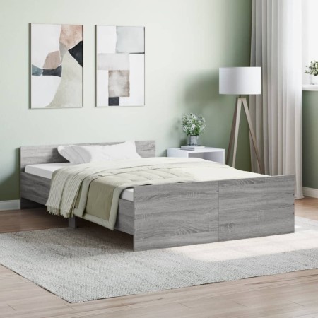 Estructura de cama con cabecero piecero gris Sonoma 120x200 cm de , Camas y somieres - Ref: Foro24-3203745, Precio: 129,58 €,...
