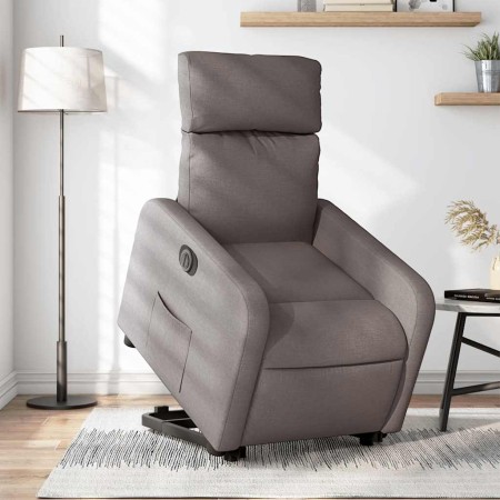 Sillón eléctrico reclinable elevable de tela gris taupe en Sillones | Comprar online en Foru.es