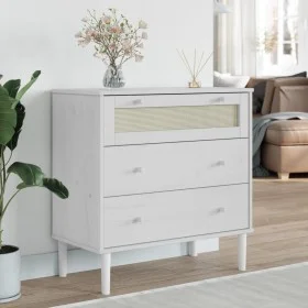 SENJA chest of drawers rattan look solid white pine wood 80x40x80cm by , Drawers - Ref: Foro24-358023, Price: 104,19 €, Disco...