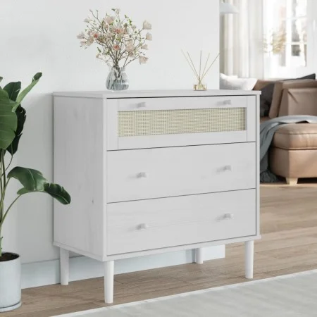 SENJA chest of drawers rattan look solid white pine wood 80x40x80cm by , Drawers - Ref: Foro24-358023, Price: 104,19 €, Disco...