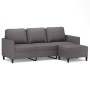 Sofá de 3 plazas con taburete cuero sintético gris 180 cm de , Sofás - Ref: Foro24-3201124, Precio: 321,63 €, Descuento: %