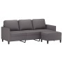 Sofá de 3 plazas con taburete cuero sintético gris 180 cm de , Sofás - Ref: Foro24-3201124, Precio: 321,63 €, Descuento: %