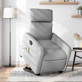 Sillón de masaje eléctrico reclinable elevable tela gris claro en Sillones | Comprar online en Foru.es