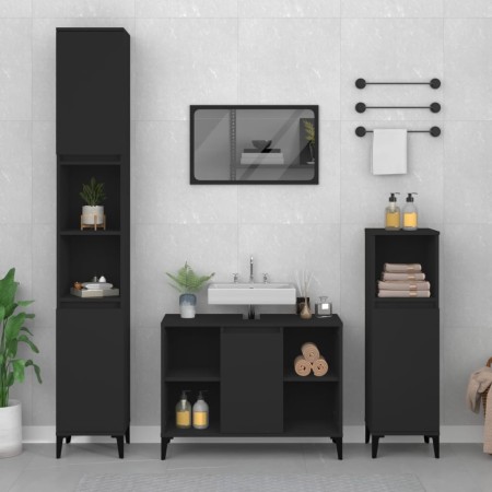 Juego de muebles de baño 3 pzas madera contrachapada negro de , Muebles de baño - Ref: Foro24-3185622, Precio: 210,58 €, Desc...