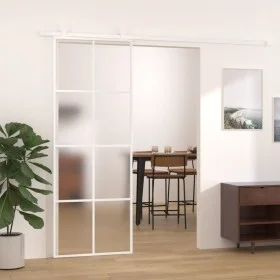 ESG glass and white aluminum sliding door 76x205 cm by , Doors for the home - Ref: Foro24-151669, Price: 170,80 €, Discount: %