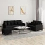 Juego de sofás con cojines 3 piezas tela negro de , Sofás - Ref: Foro24-3201676, Precio: 531,50 €, Descuento: %