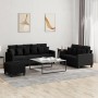 Juego de sofás con cojines 3 piezas tela negro de , Sofás - Ref: Foro24-3201676, Precio: 540,93 €, Descuento: %