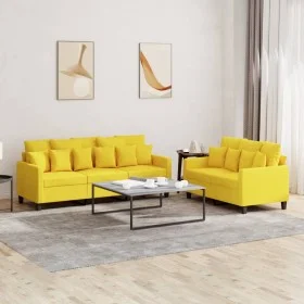 Juego de sofás con cojines 2 piezas tela amarillo claro de , Sofás - Ref: Foro24-3201669, Precio: 457,34 €, Descuento: %