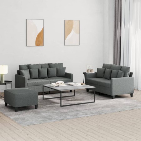 Juego de sofás con cojines 3 piezas tela gris oscuro de , Sofás - Ref: Foro24-3201657, Precio: 493,20 €, Descuento: %
