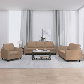 Juego de sofás con cojines 3 piezas cuero sintético capuchino de , Sofás - Ref: Foro24-3201744, Precio: 584,38 €, Descuento: %