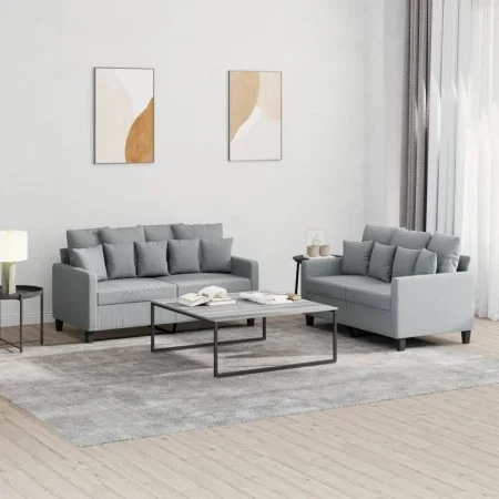 Juego de sofás con cojines 2 piezas tela gris claro de , Sofás - Ref: Foro24-3201648, Precio: 422,48 €, Descuento: %