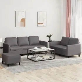 Juego de sofás con cojines 3 piezas cuero sintético gris de , Sofás - Ref: Foro24-3201767, Precio: 494,42 €, Descuento: %
