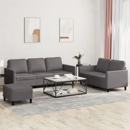 Juego de sofás con cojines 3 piezas cuero sintético gris de , Sofás - Ref: Foro24-3201767, Precio: 494,42 €, Descuento: %