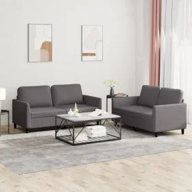 Gray synthetic leather 2-piece sofa set with cushions by , Sofas - Ref: Foro24-3201752, Price: 363,68 €, Discount: %