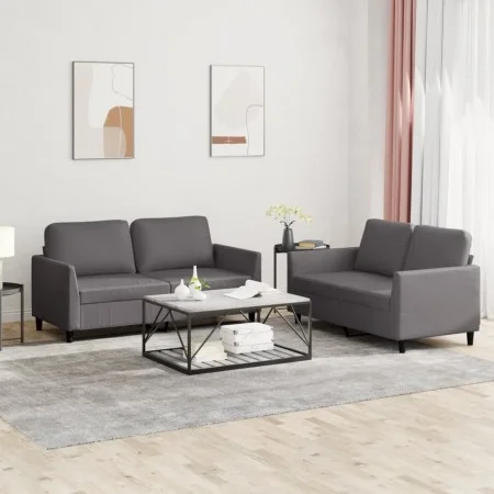 Juego de sofás con cojines 2 piezas cuero sintético gris de , Sofás - Ref: Foro24-3201752, Precio: 363,68 €, Descuento: %