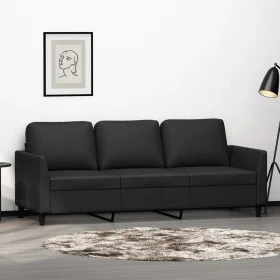 Sofá de 3 plazas de cuero sintético negro 180 cm de , Sofás - Ref: Foro24-359338, Precio: 277,07 €, Descuento: %