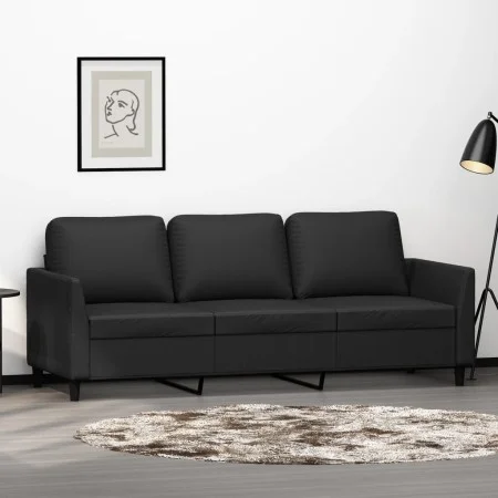 Sofá de 3 plazas de cuero sintético negro 180 cm de , Sofás - Ref: Foro24-359338, Precio: 277,07 €, Descuento: %