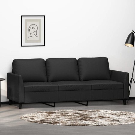 Sofá de 3 plazas de cuero sintético negro 180 cm de , Sofás - Ref: Foro24-359338, Precio: 278,65 €, Descuento: %