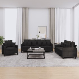 Juego de sofás con cojines 3 piezas tela negro de , Sofás - Ref: Foro24-3201636, Precio: 623,36 €, Descuento: %
