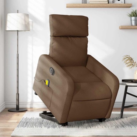 Sillón de masaje eléctrico reclinable elevable tela marrón en Sillones | Comprar online en Foru.es