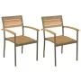 Sillas apilables de jardín 2 uds madera maciza acacia y acero de vidaXL, Sillas de jardín - Ref: Foro24-44236, Precio: 191,77...