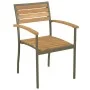 Sillas apilables de jardín 2 uds madera maciza acacia y acero de vidaXL, Sillas de jardín - Ref: Foro24-44236, Precio: 191,77...