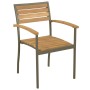 Sillas apilables de jardín 2 uds madera maciza acacia y acero de vidaXL, Sillas de jardín - Ref: Foro24-44236, Precio: 195,98...
