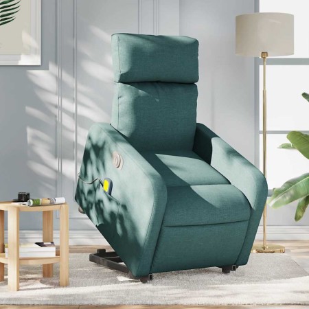 Sillón masaje eléctrico reclinable elevable tela verde oscuro en Sillones | Comprar online en Foru.es