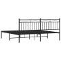 Estructura de cama con cabecero metal negro 180x200 cm de , Camas y somieres - Ref: Foro24-373695, Precio: 111,07 €, Descuent...