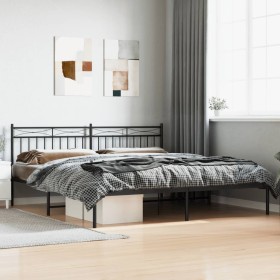 Estructura de cama con cabecero metal negro 193x203 cm de , Camas y somieres - Ref: Foro24-373697, Precio: 104,41 €, Descuent...