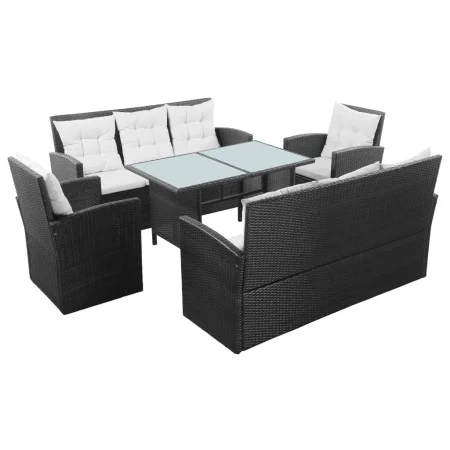 Set de sofás de jardín 5 piezas y cojines ratán sintético negro de vidaXL, Conjuntos de jardín - Ref: Foro24-43972, Precio: 8...