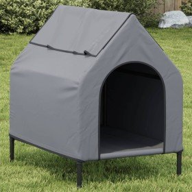 Casa para perros tela Oxford y acero gris claro en Casetas para perros | Comprar online en Foru.es