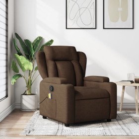 Sillón reclinable con masaje de tela marrón de , Sillones - Ref: Foro24-372419, Precio: 247,13 €, Descuento: %