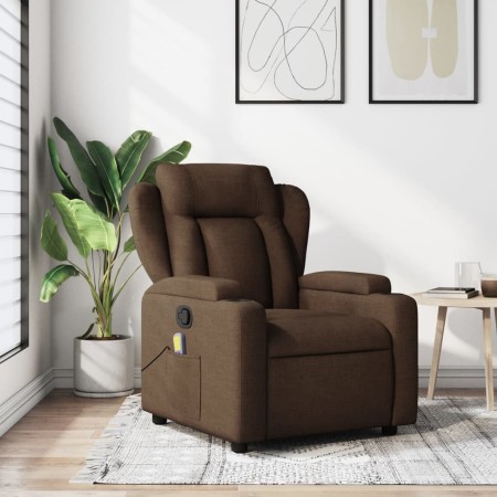Sillón reclinable con masaje de tela marrón de , Sillones - Ref: Foro24-372419, Precio: 247,13 €, Descuento: %