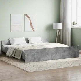 Estructura de cama con cabecero piecero gris hormigón 200x200cm de , Camas y somieres - Ref: Foro24-3203736, Precio: 128,33 €...