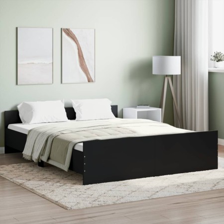 Estructura de cama con cabecero piecero negro 150x200 cm de , Camas y somieres - Ref: Foro24-3203755, Precio: 125,51 €, Descu...