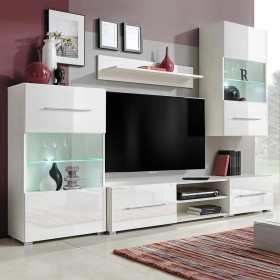 Juego de muebles de salón 5 piezas con iluminación LED blanco de vidaXL, Muebles TV - Ref: Foro24-243863, Precio: 393,47 €, D...