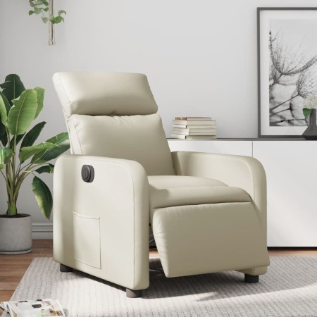 Sillón reclinable eléctrico de cuero sintético crema en Sillones | Comprar online en Foru.es