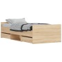 Estructura de cama con cabecero piecero roble Sonoma 90x200 cm de , Camas y somieres - Ref: Foro24-3203805, Precio: 148,62 €,...