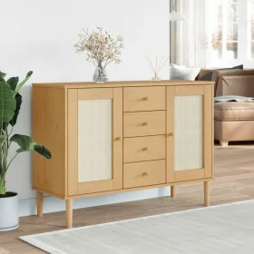 Aparador SENJA aspecto de ratán madera pino marrón 112x40x80 cm de , Aparadores - Ref: Foro24-358025, Precio: 143,07 €, Descu...