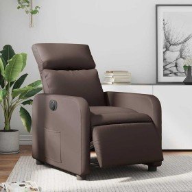 Sillón reclinable eléctrico de cuero sintético marrón en Sillones | Comprar online en Foru.es