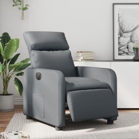 Sillón reclinable eléctrico de cuero sintético gris en Sillones | Comprar online en Foru.es