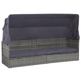 Gartenbett mit Markise 205 x 62 cm, graues synthetisches Rattan von vidaXL, Liegen - Ref: Foro24-43962, Preis: 257,67 €, Raba...