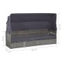 Cama de jardín con toldo 205x62 cm ratán sintético gris de vidaXL, Tumbonas - Ref: Foro24-43962, Precio: 262,78 €, Descuento: %