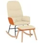Silla mecedora con reposapiés tela blanco crema de vidaXL, Mecedoras - Ref: Foro24-3097403, Precio: 149,54 €, Descuento: %