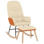 Silla mecedora con reposapiés tela blanco crema de vidaXL, Mecedoras - Ref: Foro24-3097403, Precio: 151,84 €, Descuento: %