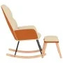 Silla mecedora con reposapiés tela blanco crema de vidaXL, Mecedoras - Ref: Foro24-3097403, Precio: 149,54 €, Descuento: %