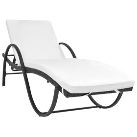Gartenliege mit schwarzem synthetischem Rattankissen von vidaXL, Liegen - Ref: Foro24-42884, Preis: 112,20 €, Rabatt: %