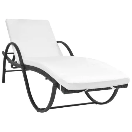 Gartenliege mit schwarzem synthetischem Rattankissen von vidaXL, Liegen - Ref: Foro24-42884, Preis: 112,20 €, Rabatt: %