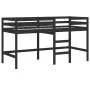Cama alta de niños escalera madera maciza pino negra 90x200 cm de vidaXL, Camas y somieres - Ref: Foro24-835891, Precio: 175,...